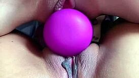 hardcore lesbians trib with toy between hot pussies