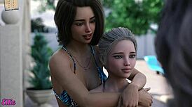 Wife and stepmother in intense big tits action