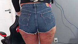 I am wearing sexy shorts with tan lines