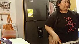 Intensely Fucking The Maid With Big Natural Tits Behind My Wife's Back While Licking Her Ass And Cunilingus.