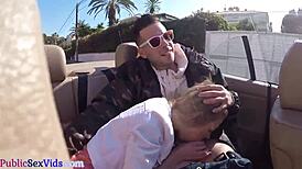 Blonde amateur babe enjoys outdoor public adventure