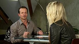 Blonde beauty mom gets fucked in doggystyle and deepthroat