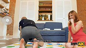 Rim4k twister game turns into hot sex with redhead