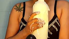 horny colombian playing with her dildo in a m shower maquinasperfectas