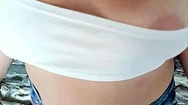 hot stepmom teases and blows in public