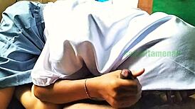 Indonesian high school girl explores oral skills in an intriguing close-up friend encounter