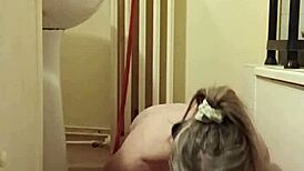 Slave Eats from Bowl in Humiliation BDSM Scene