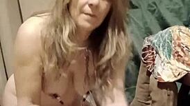 Slave Worships Dominatrix with Dildo and Tits!