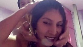 Fucking Brunette Latina in Thong Without Removing Skirt