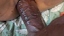 I felt so excited giving a blowjob to the well-endowed black guy, he couldn't resist and came inside