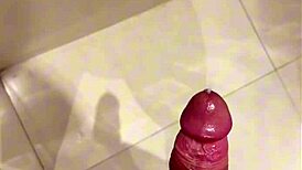 horny shower with naked bathing and monster cock