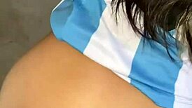 Homemade terrace video of young argentinian babe in first casting