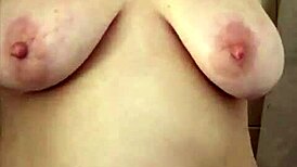 big boob mama showering washing hair & shaving