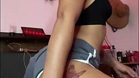 i got horny while stretching on my bed and started masturbating with dildo