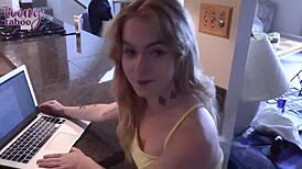 sage fox rides her stepdad for a quickie creampie 😈