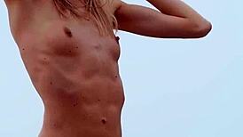 I'm Blondie Farncy Torino, a skinny Italian MILF, playing with balloons naked on the beach