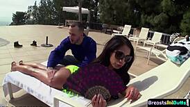 Big Tits Amateur Babe Fucked in Ass and Pussy Outdoors in Spooning.