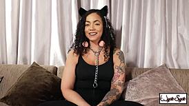 Bad Kitty sucks her anal plug tail as King Noire fucks her hard.