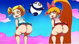 teenage powerpuff girls throwing it back in thong