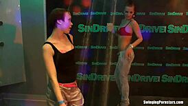 These club hoes are licking twats and sharing dicks at the orgy! 😈