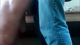 European slave bent over for doggystyle humiliation with belt!