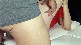 Hard fucking and masturbating on massage chair with butt plug