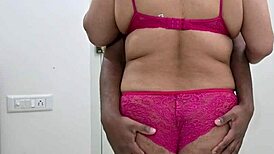 Bikini girl feels pleasure giving handjob to husband