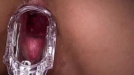 Is that wet pussy squirting so much during hardcore fucking with big tits and shaved hairless body?