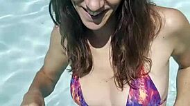Sexy Milf Slut Gets Blowjob And Facial Fuck By The Pool