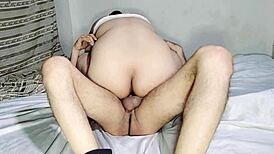 Muslim BBW Wife Rides Husband's Cock In Anal Cowgirl