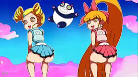 teenage powerpuff girls throwing it back in thong