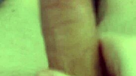 a guy masturbates his big cock in pov