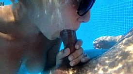 Pregnant MILF fucks in pool 😍