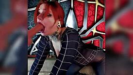 Beautiful red-haired cosplayer achieves sensual orgasm