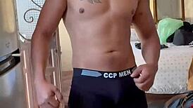 get ready with me naked, muscular bodybuilder voyeur fetish in homemade mexican style