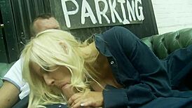 blonde with big boobs gets fucked in an alley outdoors 😏