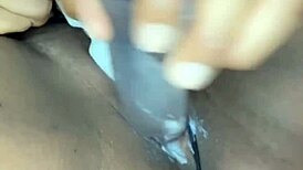 Horny woman masturbates to squirting orgasm with vibrator.