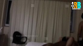 Hotwife makes cuckold husband suck her while getting black guy's big dick in amateur threesome.