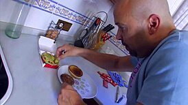 Asian amateur engages in quick kitchen activity