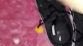 intriguing cumshot on tennis shoes fetish scene