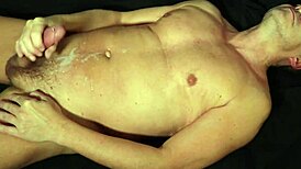 straight man with a pierced cock masturbating until he gets an orgasm