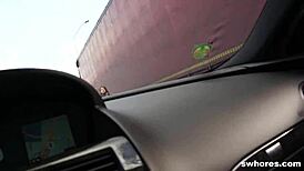 Amateur redhead whore loves sucking cock outdoors!