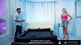 Newlywed couple fucks wildly in first nuru massage.