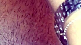 ex ebony girlfriend plays with vibrator, sucks my cock