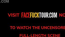 Submissive hot blonde teen 18+ dominated during rough drooling deep throat