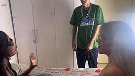 After getting pounded by her cousin, Mii Angels steps in to offer her tight pussy