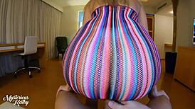 Latina babe rides dick until legs weaken