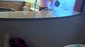 Sexy Alice Delivers Intense Blowjob to Boyfriend in Kitchen, Swallowing Huge Cumload in Mouth