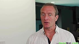 Big Tit Blondie Teen Rubs Tits on Client