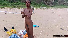 Passionate beach sex vacation with tight young couple